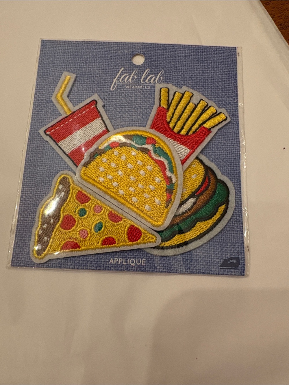 Fab Lab Yellow Fast Food Appliqué Patch Set - Taco, Pizza, Fries & Drink